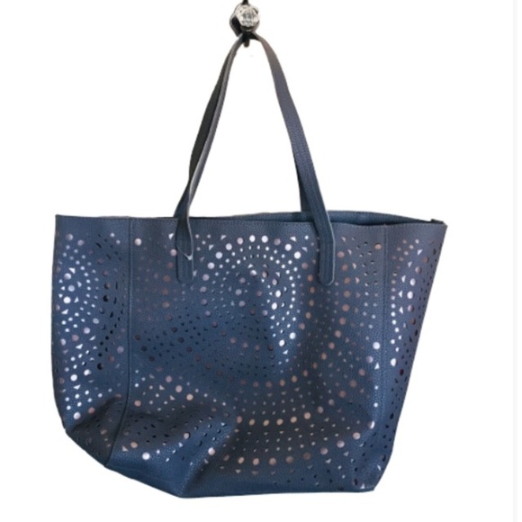 BATH & BODY WORKS Metallic Sheen Tote With Laser Cut Out Detail Grey One Size - Picture 3 of 8